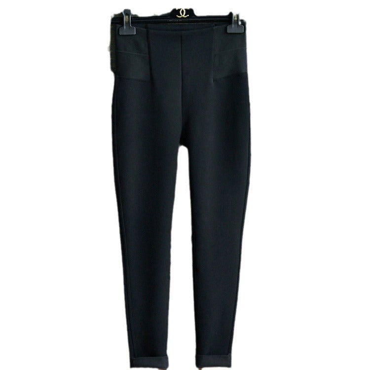 Damen Hochtaillierte schmale Stretchhose mit nahtlosem Bund und konischem Bein Nord Taschen
