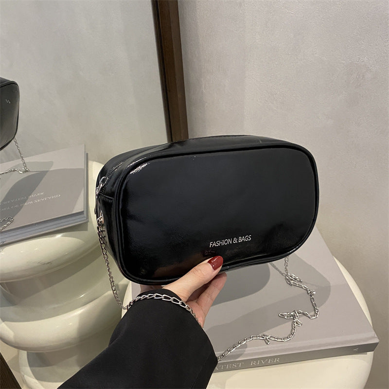 Damen elegante Handtasche mit glänzender Oberfläche und feinem Reißverschluss Nord Taschen