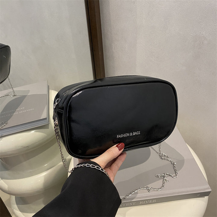 Damen elegante Handtasche mit glänzender Oberfläche und feinem Reißverschluss Nord Taschen