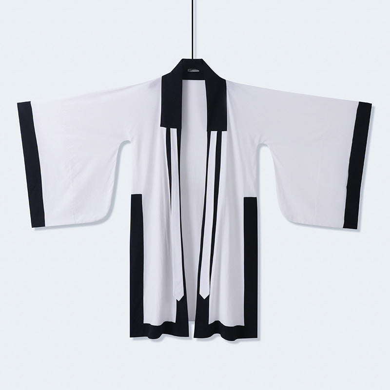 Unisex Oversize Kimono-Cardigan mit Kontrastblende, Bindeband und aufgesetzten Taschen Nord Taschen