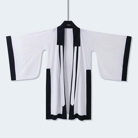 Unisex Oversize Kimono-Cardigan mit Kontrastblende, Bindeband und aufgesetzten Taschen Nord Taschen