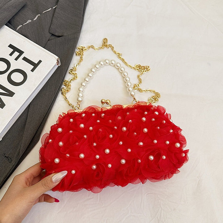 Damen Clutch-Tasche mit floralem Design und Perlenverzierung Nord Taschen