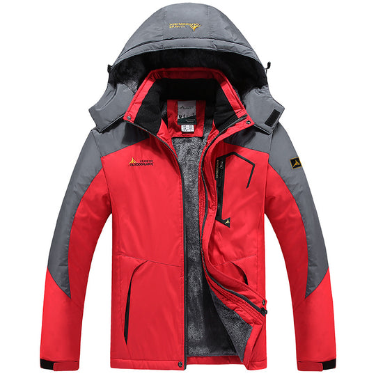 Herren Wasserdichte gefütterte Outdoor-Skijacke mit abnehmbarer Kapuze und Thermofutter Nord Taschen