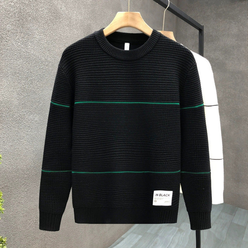 Unisex Strukturierter Waffelstrick-Pullover mit feinen Kontraststreifen Nord Taschen