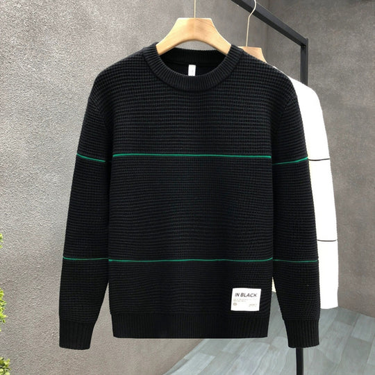 Unisex Strukturierter Waffelstrick-Pullover mit feinen Kontraststreifen Nord Taschen