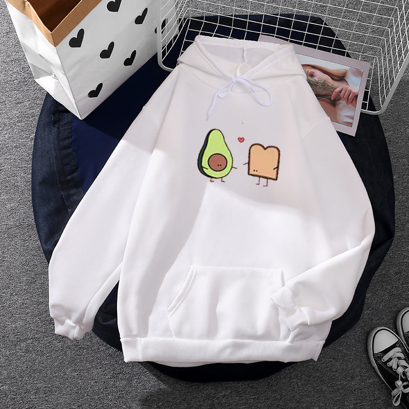 Damen nan gemütlicher Kapuzenpullover mit Avocado‑Toast-Illustration, weichem Fleece-Innenfutter und Kängurutasche Nord Taschen