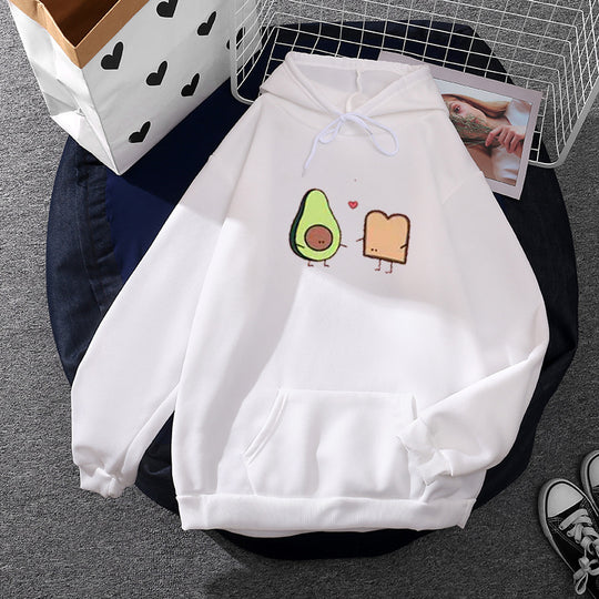 Damen nan gemütlicher Kapuzenpullover mit Avocado‑Toast-Illustration, weichem Fleece-Innenfutter und Kängurutasche Nord Taschen