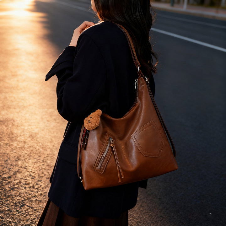 Damen Hobo-Tasche aus hochwertigem Leder mit elegantem Kordelzug Nord Taschen