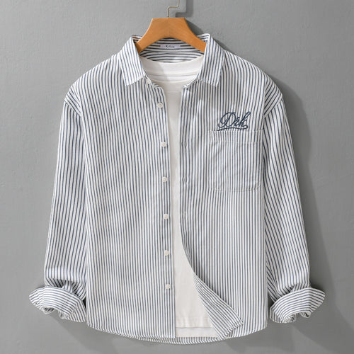 Herren Gestreiftes Overshirt‑Hemd mit Brusttasche und tonalem Logo‑Stick Nord Taschen