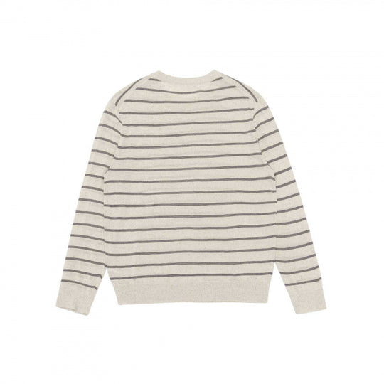 Unisex Leichter Feinstrickpullover mit Rundhalsausschnitt, feinen Querstreifen und geripptem Saum Nord Taschen