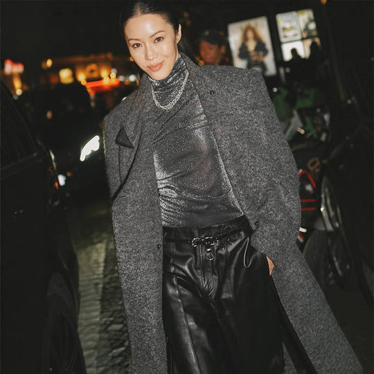 Damen Maxilanger Oversize-Wollmix-Mantel doppelreihig mit kastiger Silhouette und aufgesetzten Pattentaschen Nord Taschen