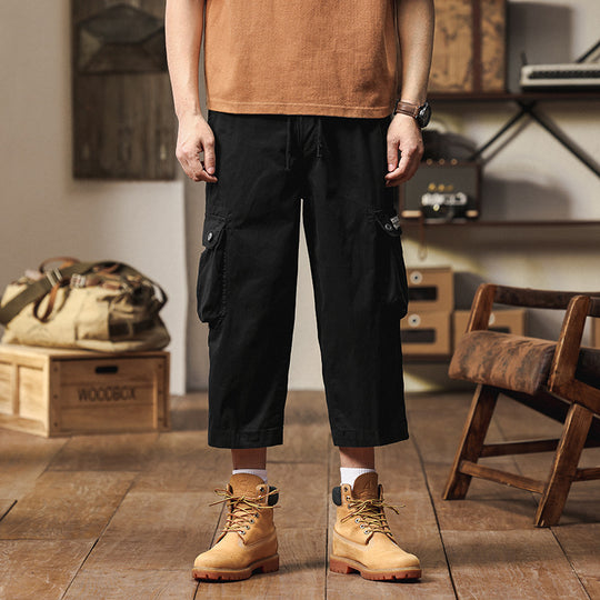 Herren Kurz geschnittene Utility-Cargohose mit Tunnelzugbund, Mehrfach‑Cargotaschen und verkürzter Beinlänge Nord Taschen