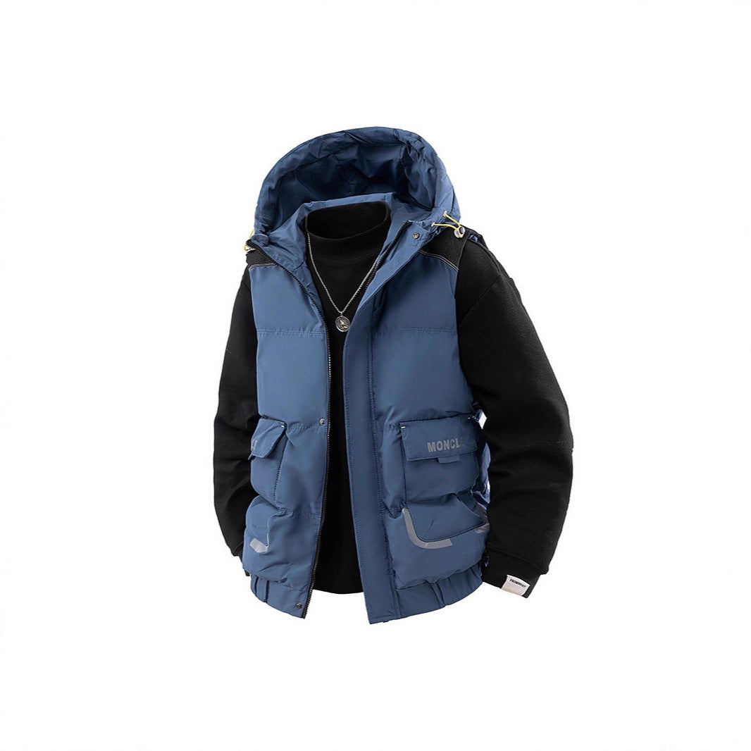 Herren Gesteppte Outdoor-Weste mit Kapuze, Cargo-Taschen und verstellbarem Saum Nord Taschen