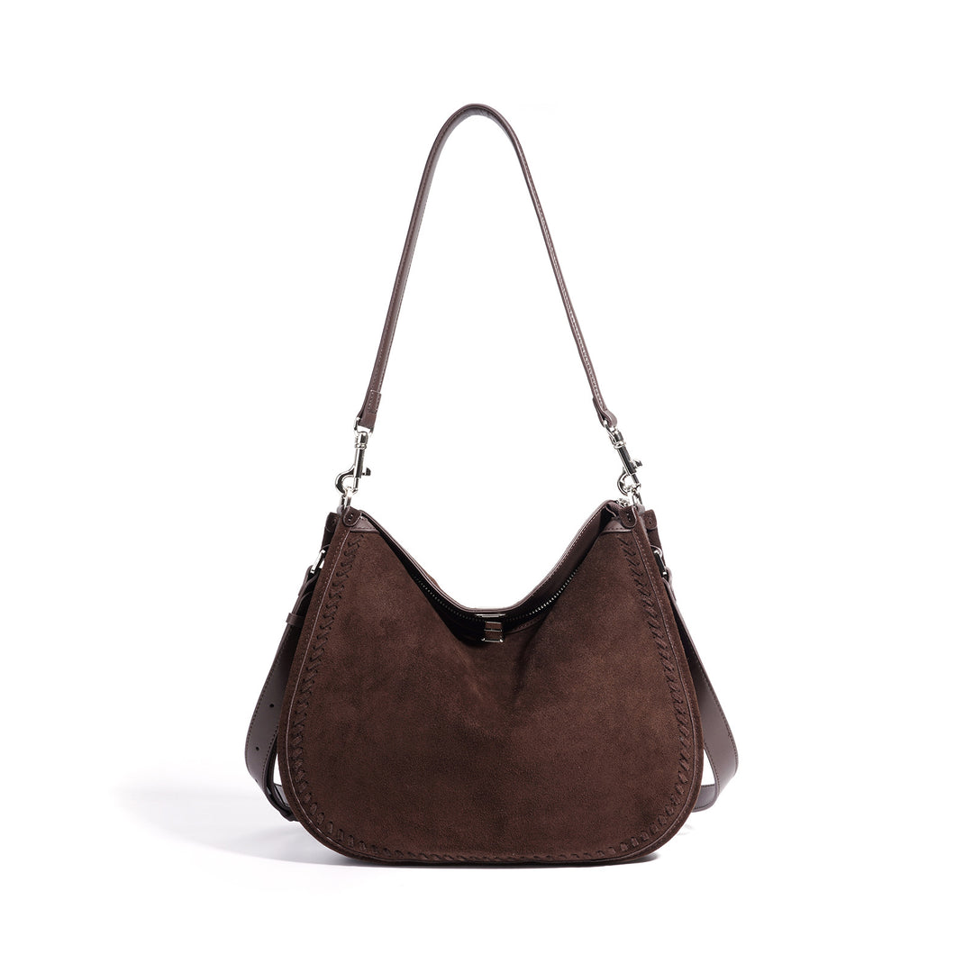 Damen hochwertige Velour-Handtasche mit handgefertigtem Detail Nord Taschen