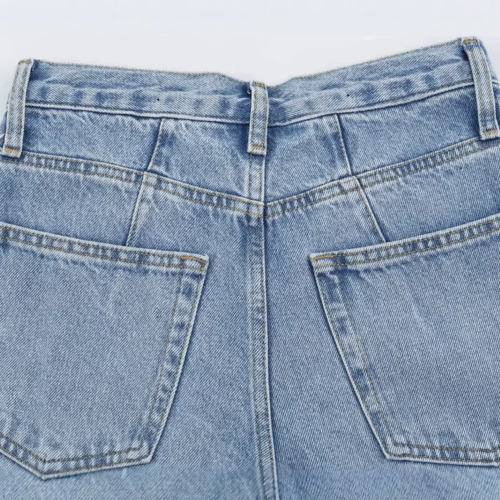 Damen Hochtaillierte Baggy-Jeans mit weitem Bein und klassischer Taschenlösung Nord Taschen