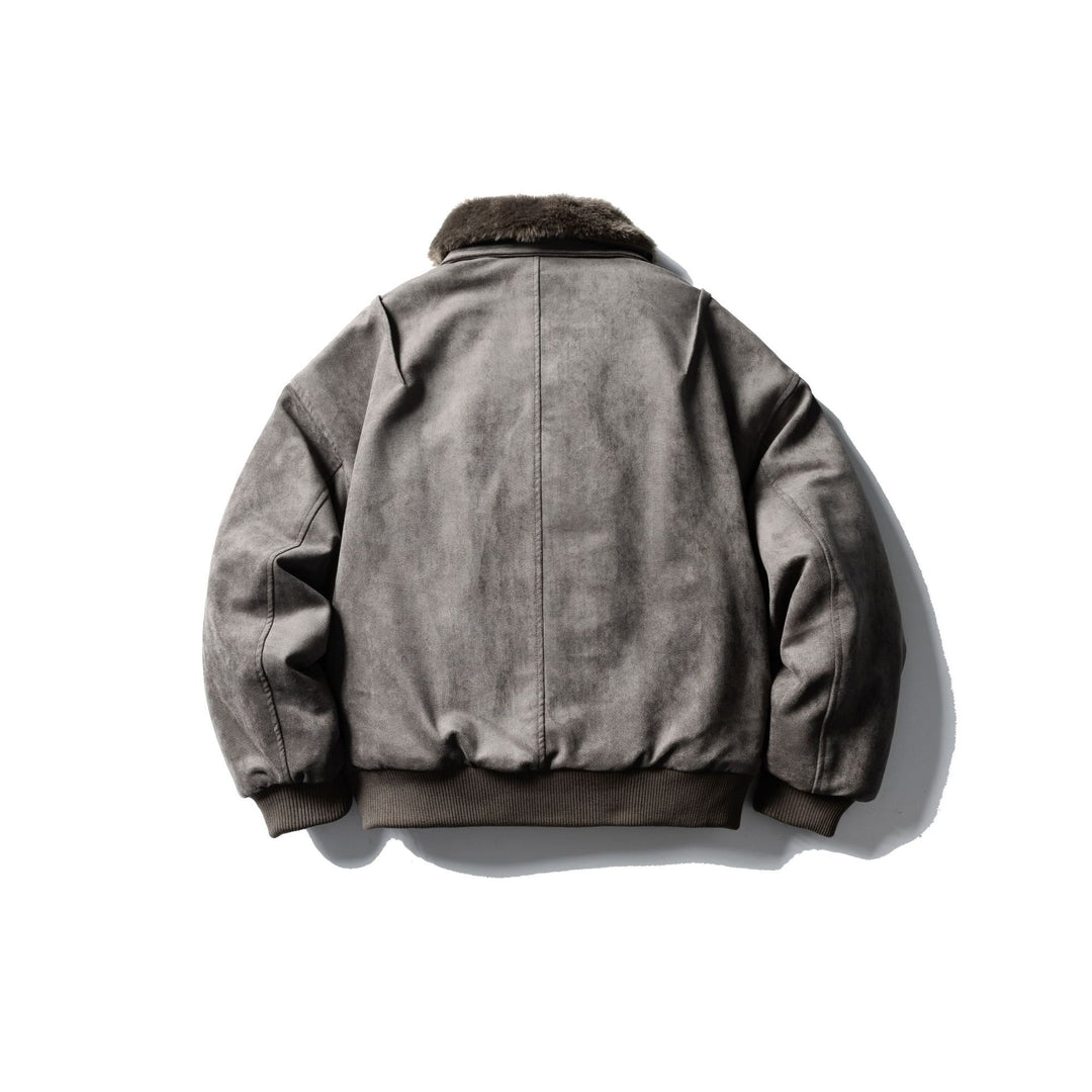 Herren Wattierter Fliegerblouson mit Kunstfellkragen, Velours‑Suede Optik und Utility‑Taschen Nord Taschen