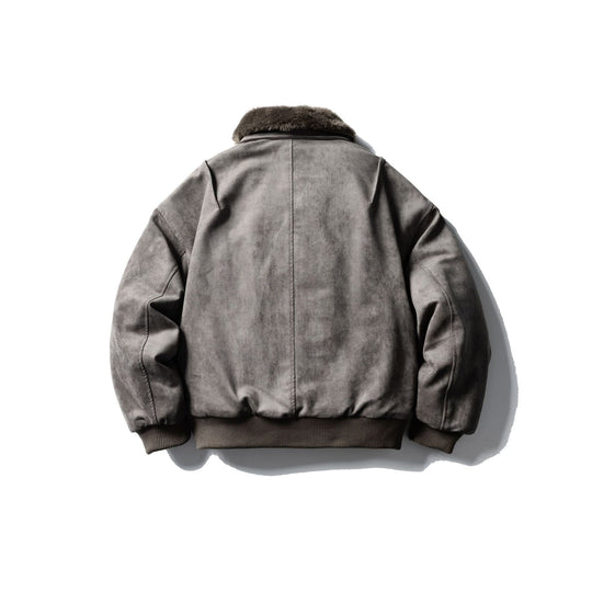Herren Wattierter Fliegerblouson mit Kunstfellkragen, Velours‑Suede Optik und Utility‑Taschen Nord Taschen