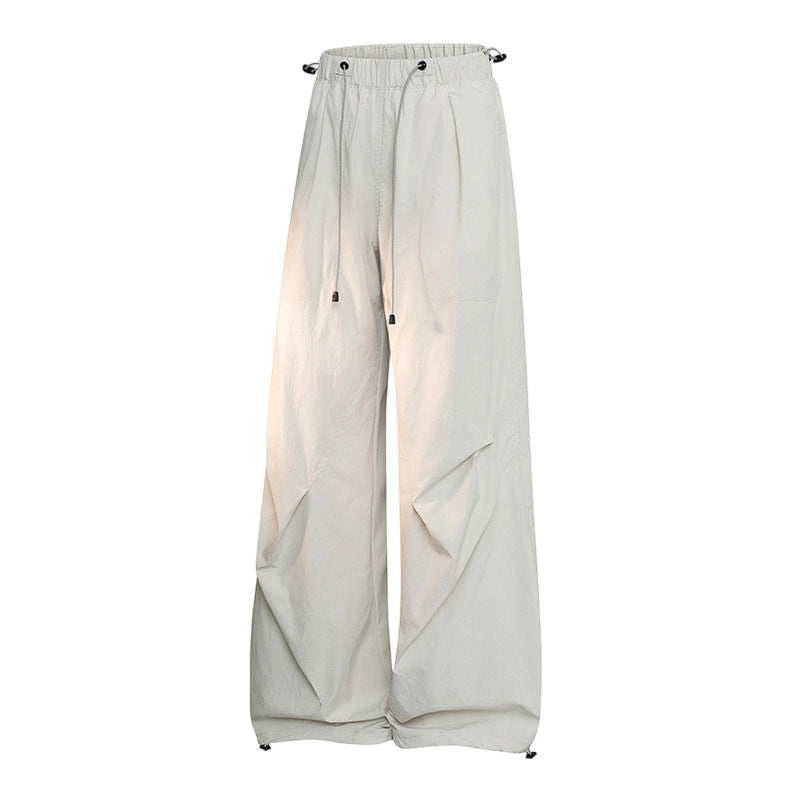 Damen Weite Palazzo-Hose mit Tunnelzugbund, drapierten Falten & verstellbarem Saum Nord Taschen