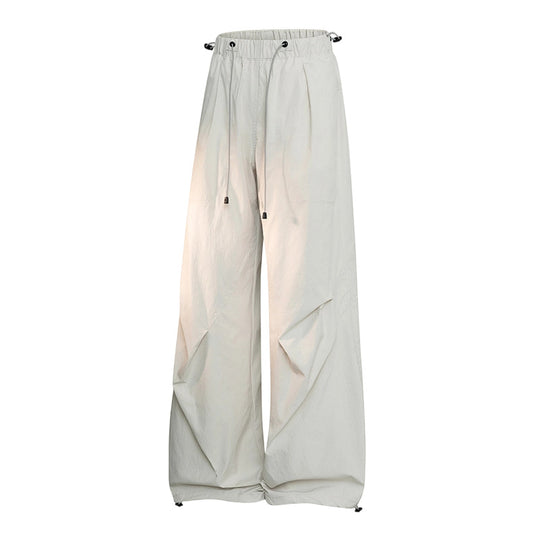 Damen Weite Palazzo-Hose mit Tunnelzugbund, drapierten Falten & verstellbarem Saum Nord Taschen