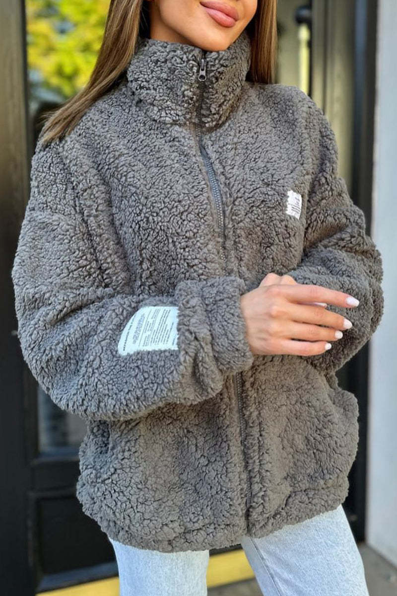 Damen Fleecejacke mit weichem Innenfutter und hoher Kragen