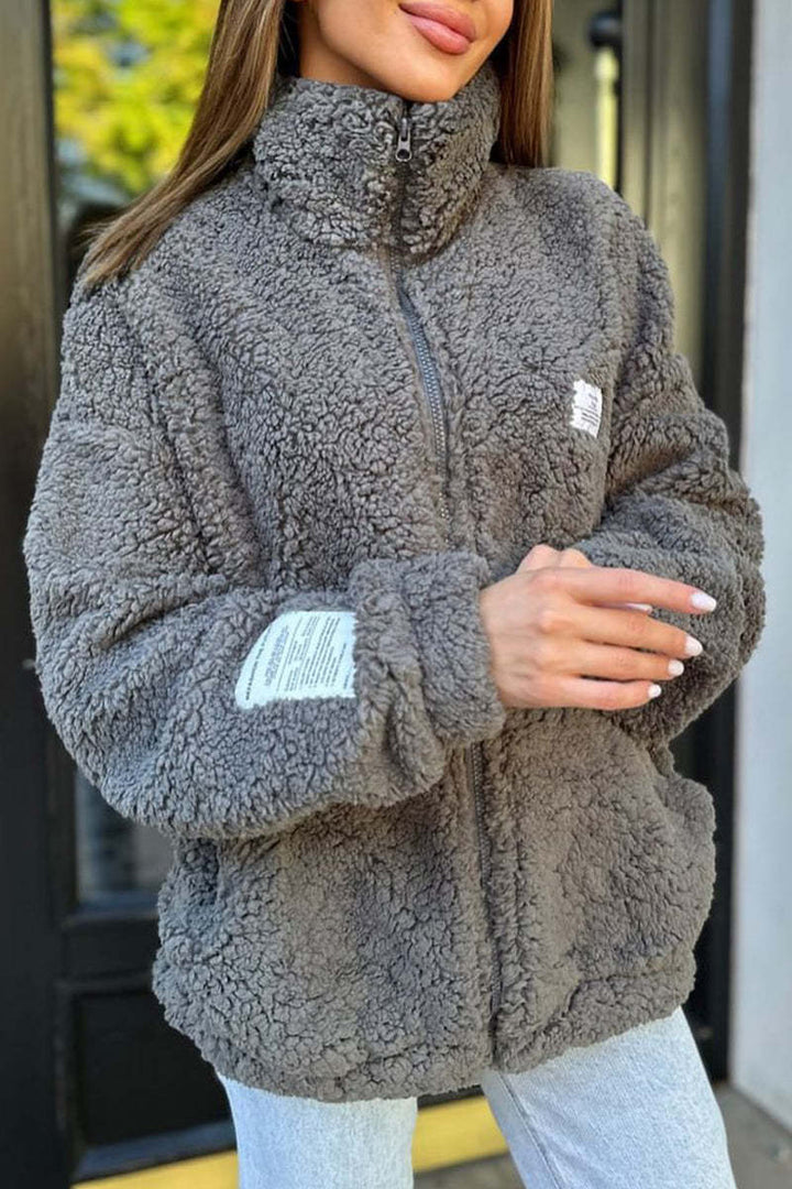 Damen Fleecejacke mit weichem Innenfutter und hoher Kragen