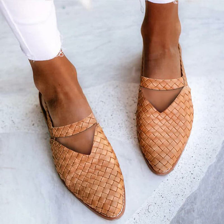 Woven-Style Spitze Slingback Flats für Damen