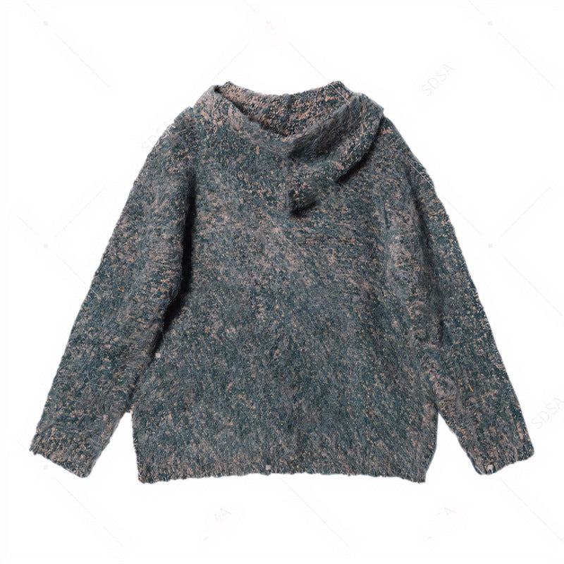 Damen Flauschige Kapuzen-Strickjacke mit Knopfleiste und melierter Bouclé-Optik Nord Taschen