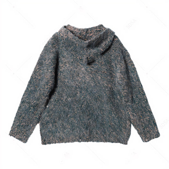 Damen Flauschige Kapuzen-Strickjacke mit Knopfleiste und melierter Bouclé-Optik Nord Taschen