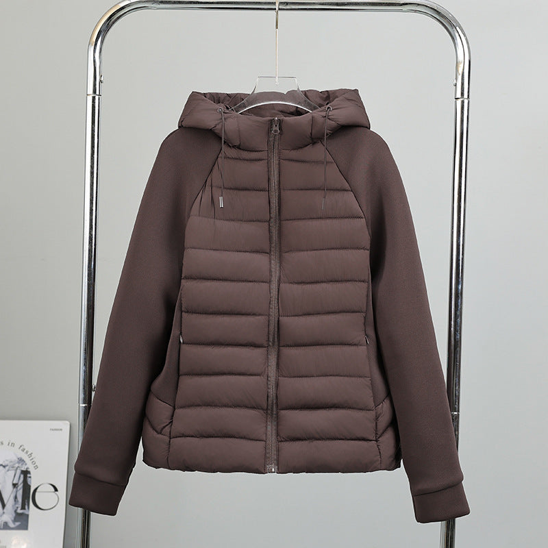 Damen nan gesteppte Hybridjacke mit Kapuze, Softshell-Ärmeln und leichter Thermoisolierung Nord Taschen