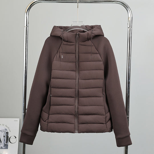 Damen nan gesteppte Hybridjacke mit Kapuze, Softshell-Ärmeln und leichter Thermoisolierung Nord Taschen