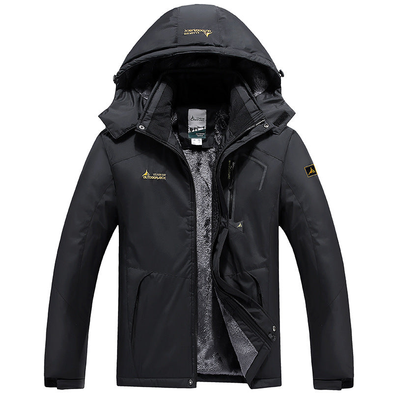 Herren Wasserdichte gefütterte Outdoor-Skijacke mit abnehmbarer Kapuze und Thermofutter Nord Taschen