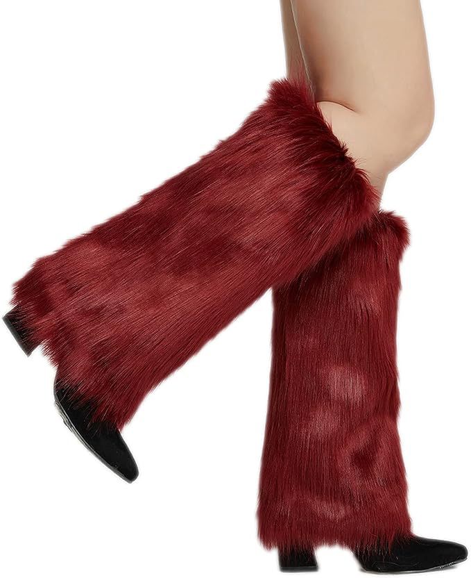 Damen lange Kunstfell‑Beinwärmer mit Shaggy‑Optik und elastischem Bund Nord Taschen