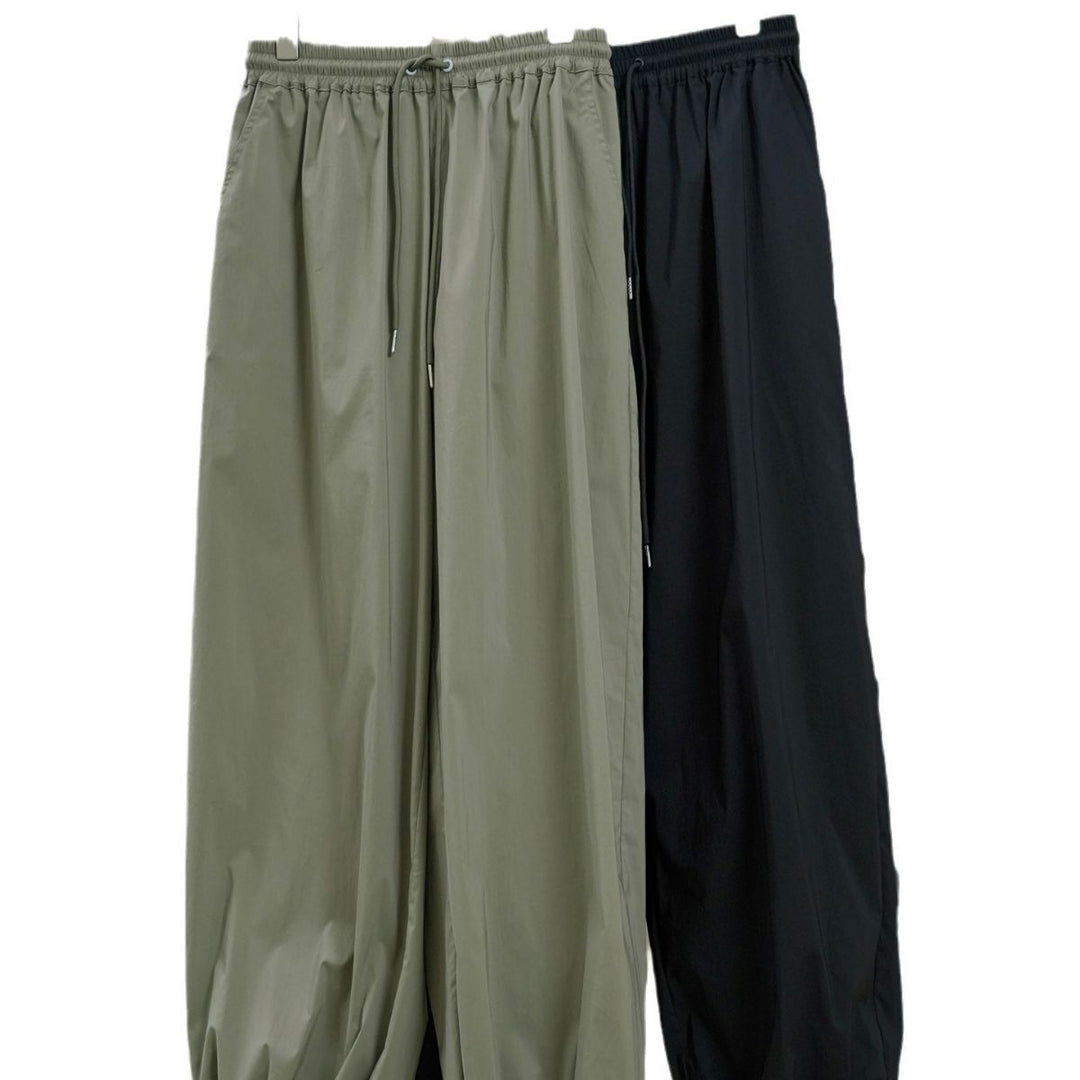 Damen Weite Baumwollmix-Baggyhose mit elastischem Tunnelzugbund Nord Taschen