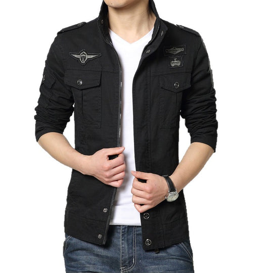 Herren Militärinspirierte Canvas-Fieldjacke mit Mehrfach-Taschen und Stehkragen Nord Taschen