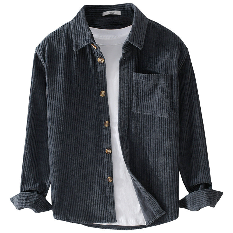 Herren Cord-Overshirt mit breiter Rippenstruktur, Brusttasche und Relaxed-Fit Nord Taschen