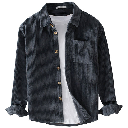 Herren Cord-Overshirt mit breiter Rippenstruktur, Brusttasche und Relaxed-Fit Nord Taschen