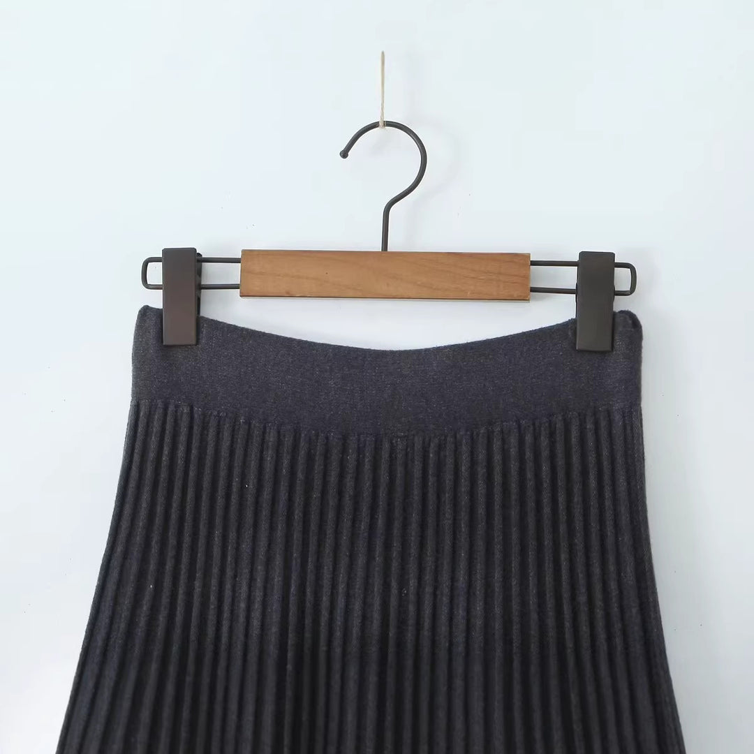 Damen Plissierter Maxirock mit hoher Taille und Elastikbund Nord Taschen