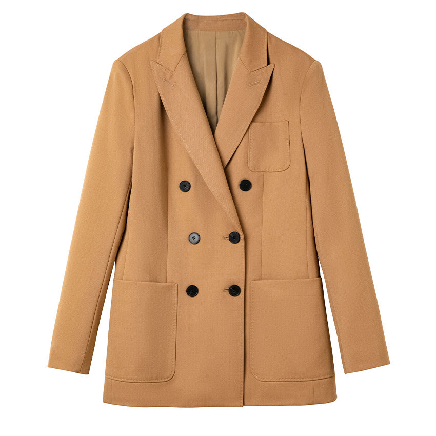 Damen Doppelreihiges Blazer‑Hosen‑Set aus Wollmischung mit legerem Oversize‑Blazer und hochtaillierter Bundfaltenhose Nord Taschen