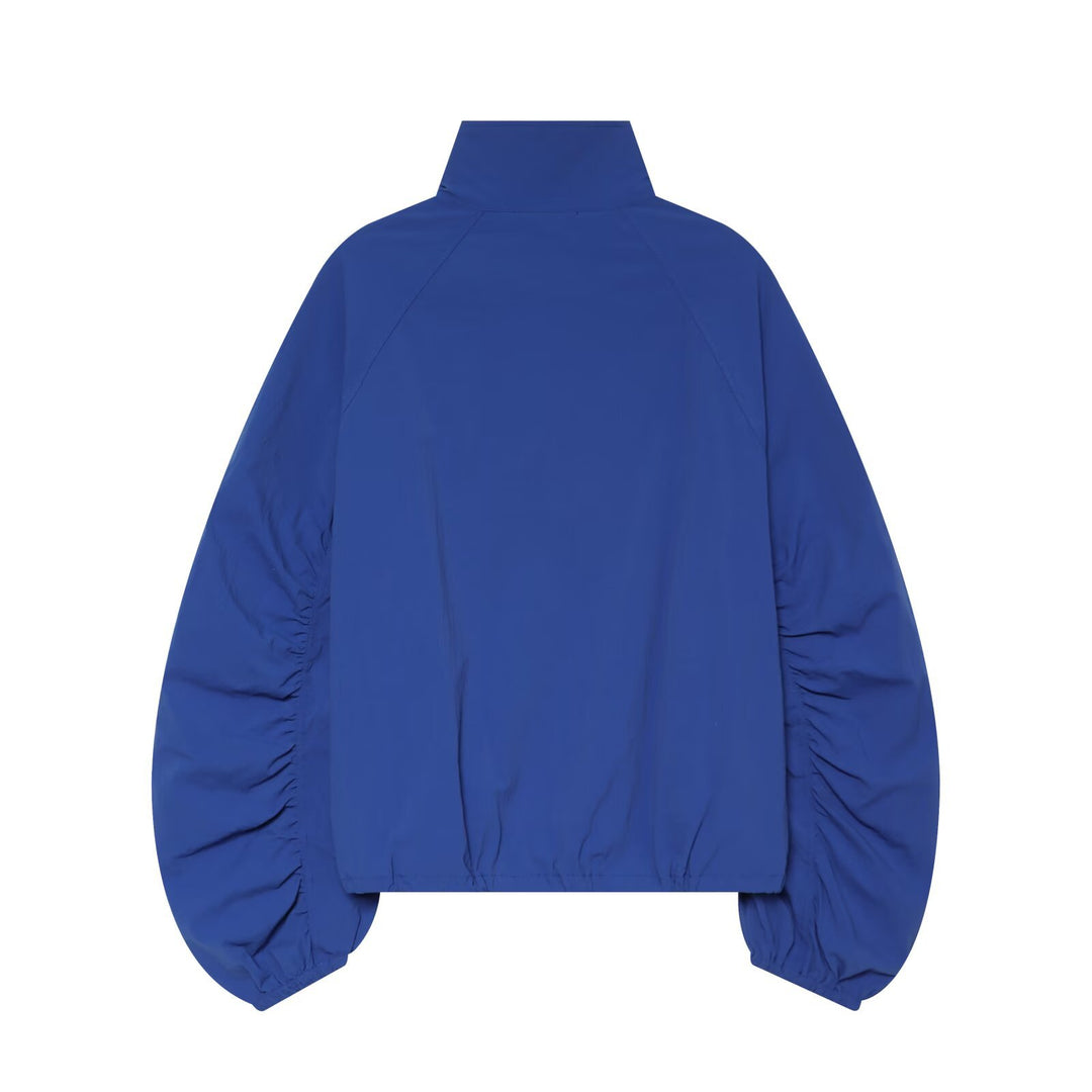 Damen Kurzjacke mit Stehkragen gerafften Ballonärmeln und Tunnelzugsaum Nord Taschen