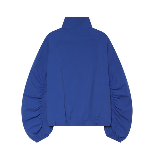 Damen Kurzjacke mit Stehkragen gerafften Ballonärmeln und Tunnelzugsaum Nord Taschen