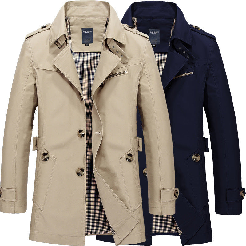 Herren  legerer Baumwoll-Blazer mit Knopfleiste, aufgesetzten Taschen und gestreiftem Innenfutter Nord Taschen