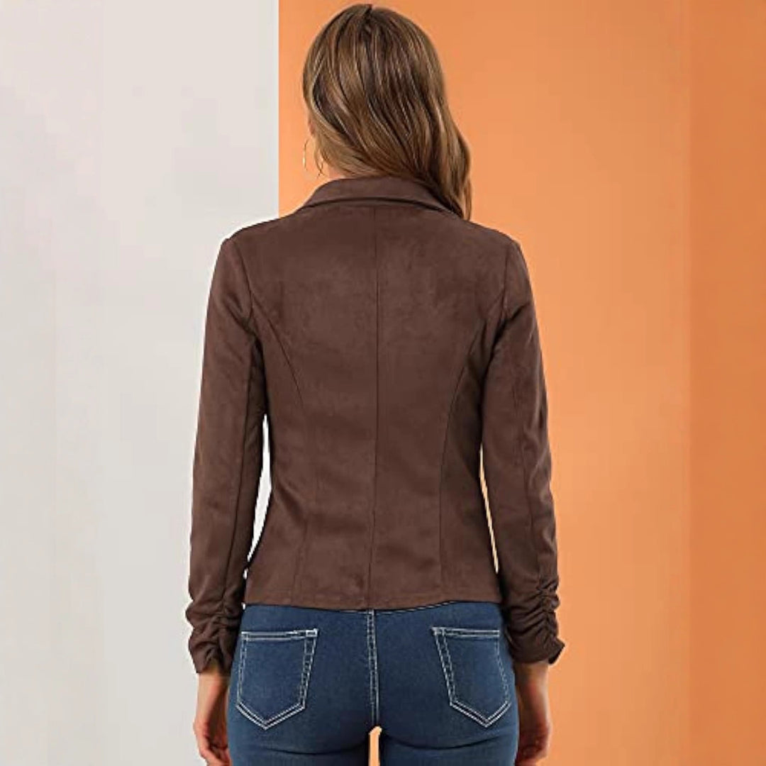 Damen Eleganter Velours-Blazer mit schmaler Passform Nord Taschen