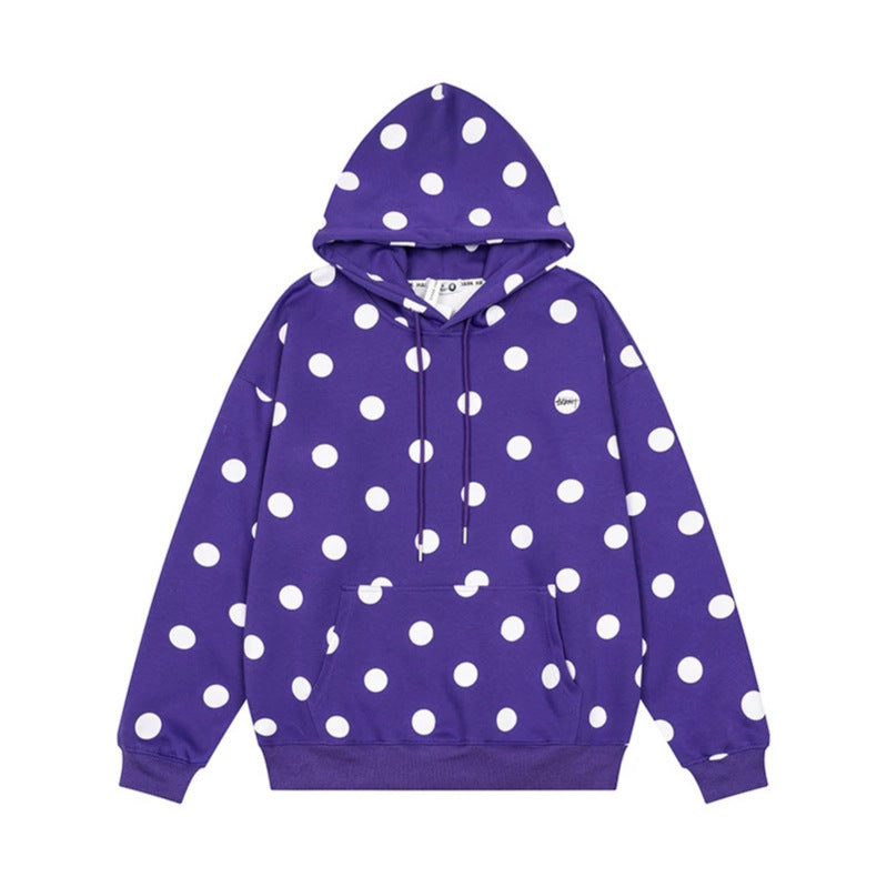 Damen Oversize-Kapuzenpullover mit Polka-Dot-Allover und Kängurutasche Nord Taschen