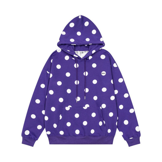 Damen Oversize-Kapuzenpullover mit Polka-Dot-Allover und Kängurutasche Nord Taschen