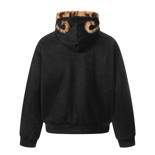 Damen Kuscheliger Samt‑Bomber mit leo‑gefüttertem Kragen und elastischem Saum Nord Taschen