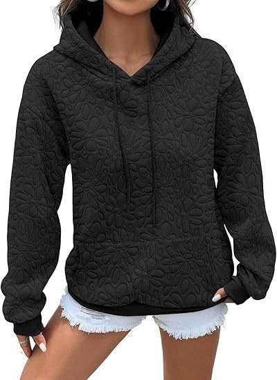 Damen Gesteppter Kapuzenpullover mit floral geprägter Steppstruktur Nord Taschen