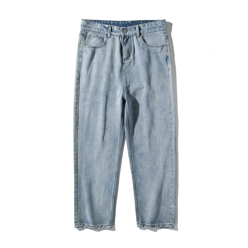 Damen Hochgeschnittene Cropped-Denimhose mit tapered Bein und rohem Saum Nord Taschen
