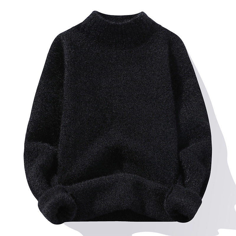 Herren Oversize-Feinstrickpullover mit hohem geripptem Kragen und melierter Struktur Nord Taschen