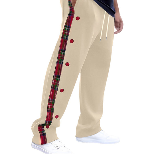 Herren lockere Jogginghose mit seitlichem Karostreifen und Druckknopfleiste Nord Taschen