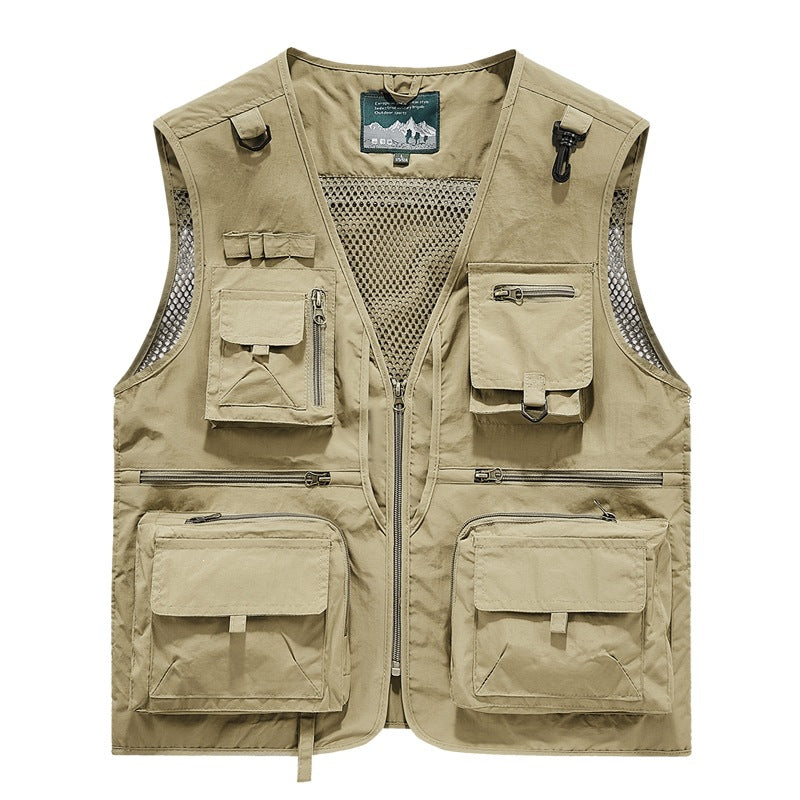 Herren leichte multifunktionale Utility-Anglerweste mit Mesh‑Futter und zahlreichen Reißverschluss‑ und Klappentaschen Nord Taschen